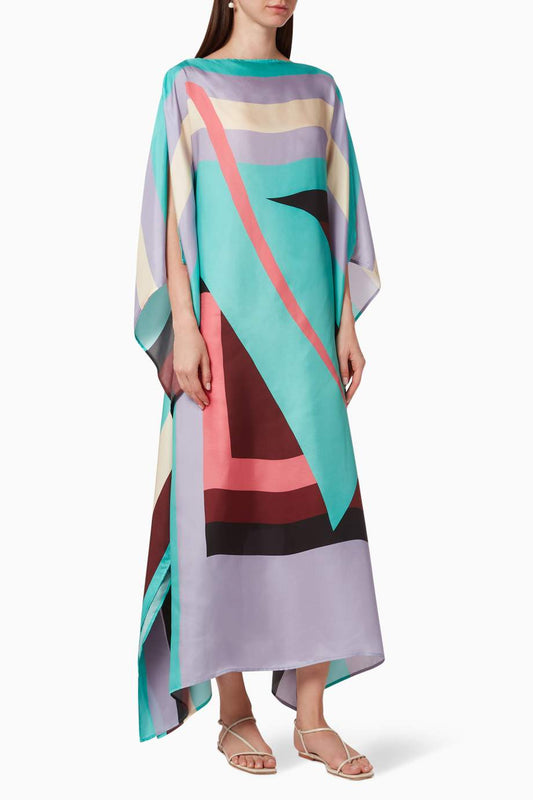 Luxe Geometric Silk Kaftan