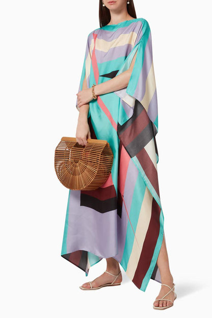 Luxe Geometric Silk Kaftan