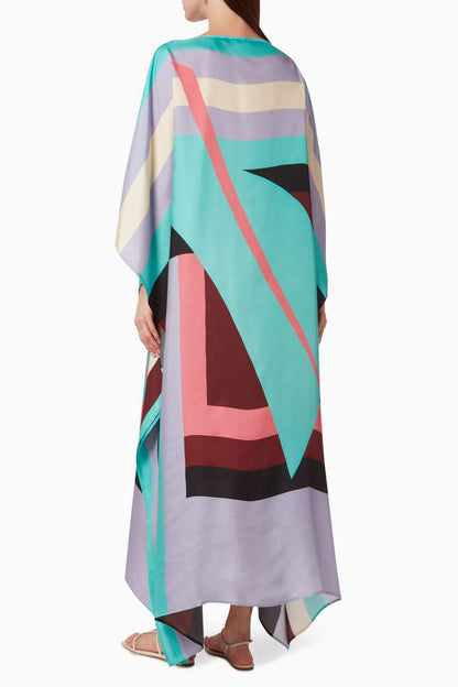 Luxe Geometric Silk Kaftan